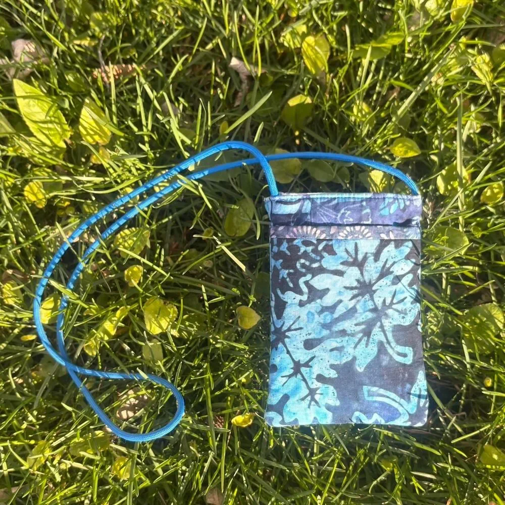 Little blue boho festival batik patterned/dyed bag with strap